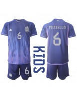 Argentina German Pezzella #6 Venkovní dres pro děti MS 2022 Krátký Rukáv (+ trenýrky)